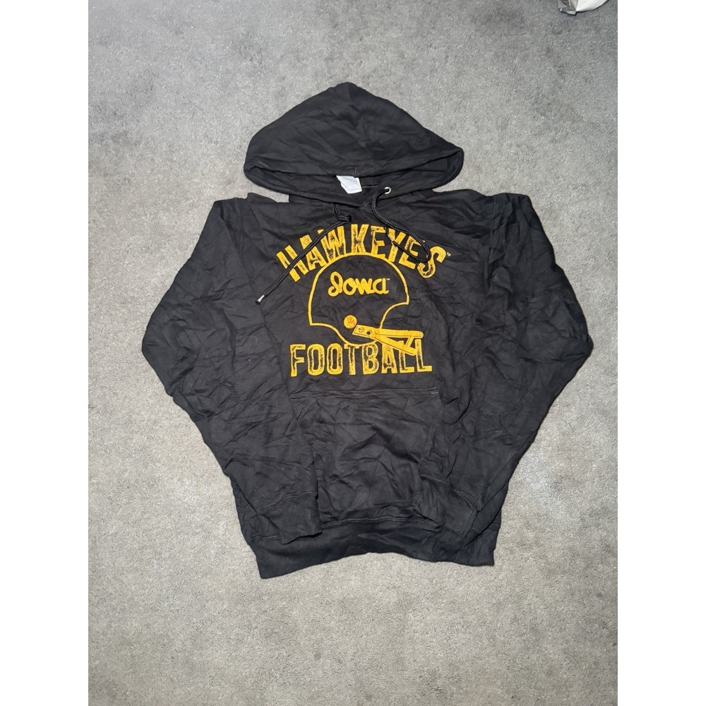 Iowa Hawkeyes Football Hoodie Mens Small Black Yellow NCAA Pullover